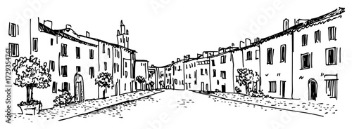 Tuscan Old Town Street Perspective