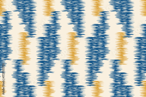 Seamless ikat abstract geometry pattern with Striped Textured Distressed squares background. Uzbekistan ikat abstract ethnic design. abstract background for textile design, wallpaper, textile, art