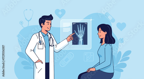 Healthcare Professional Explaining X-Ray Imaging Results to Patient For Medical Purposes