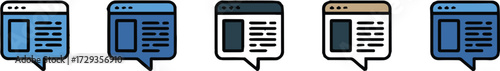 post icon collection flat line shaded and glyph styles browser window with speech bubble ai eps png jpeg