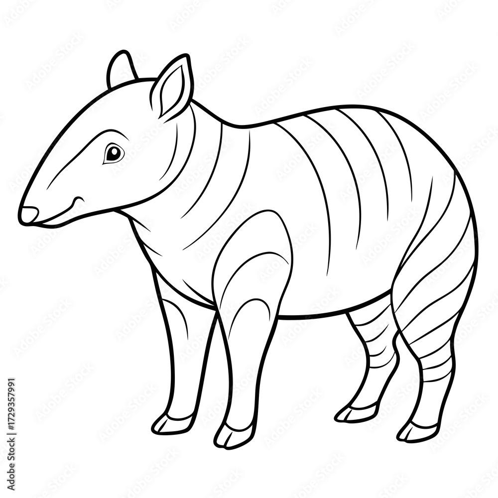Fototapeta premium Cartoon Tapir illustration for coloring books and educational resources