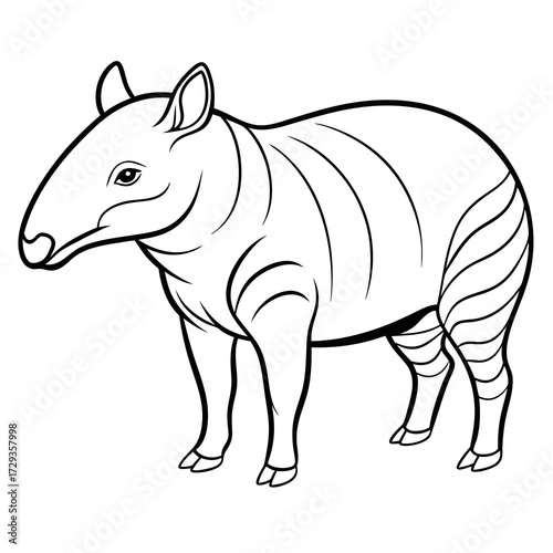 Outlined tapir illustration with thick black lines on white
