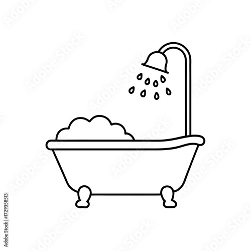 Bathtub with shower and bubbles