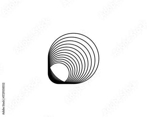 black and white round spiral pattern design logo