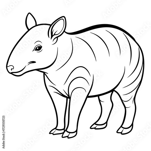 Simple tapir outline vector illustration for design projects