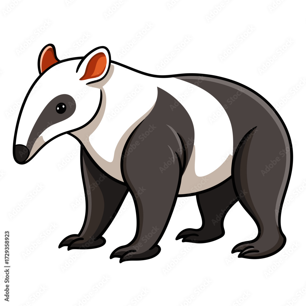 Obraz premium Cartoon Tapir Illustration with Black and White Fur Pattern