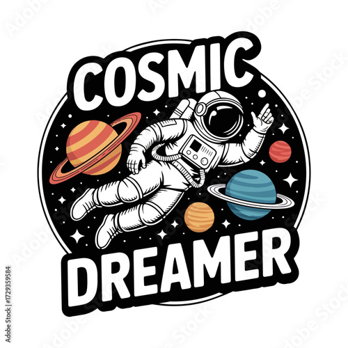 cosmic dreamer astronaut t-shirt design
