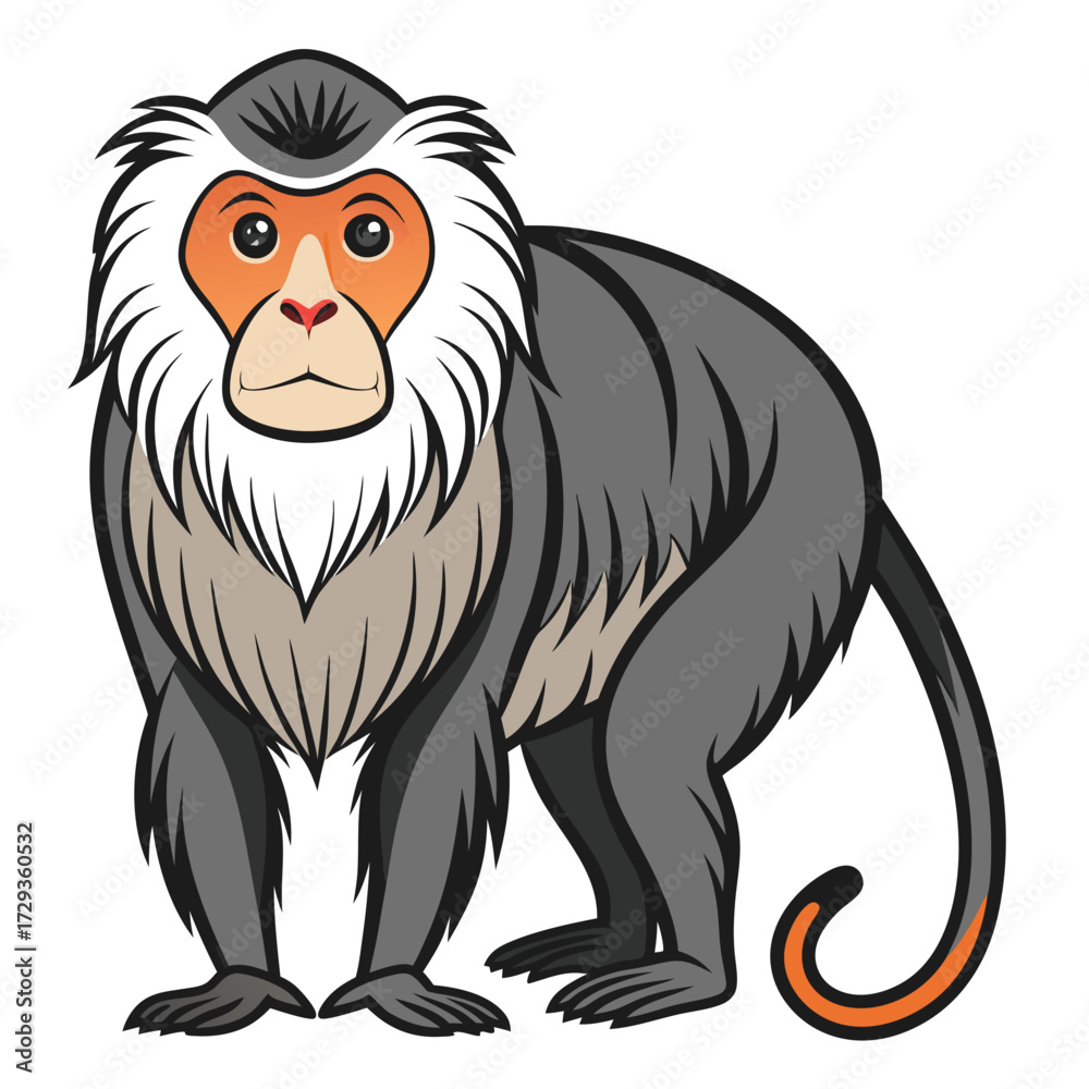 Fototapeta premium Cartoon image of a gray and white monkey standing