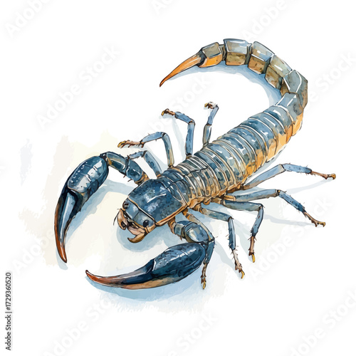Whip Scorpion, watercolor illustration vector, isolated on a white background.