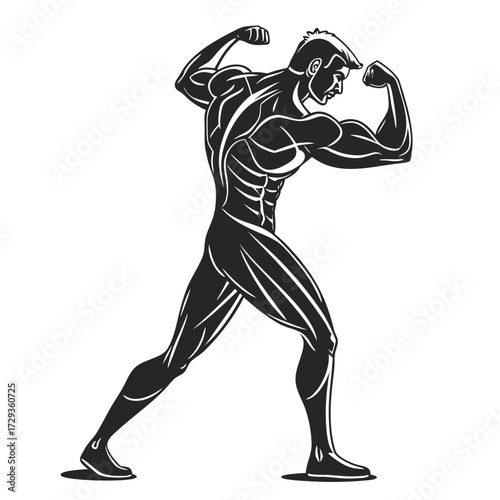 Bodybuilder Flexing Arms Silhouette
