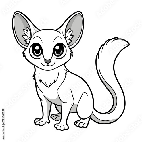 Cute cartoon fennec fox illustration on white background