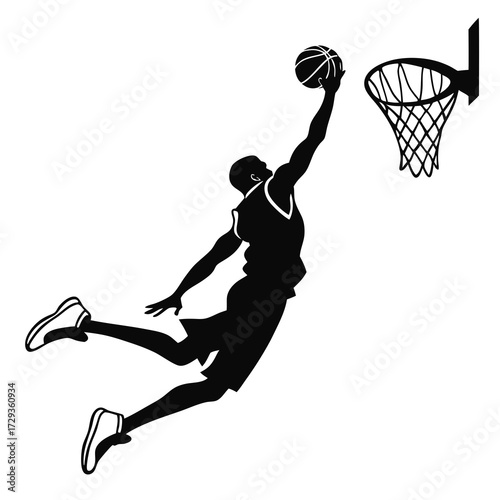Basketball Dunk Action Silhouette
