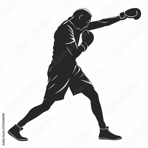 Male Boxer Punching Silhouette
