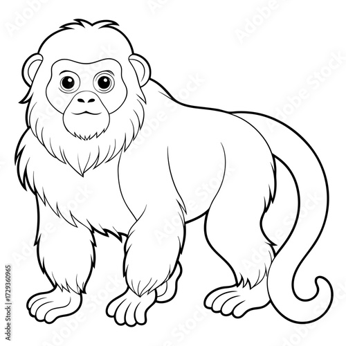 Cartoon Gibbon Illustration with a Gentle Expression and Style