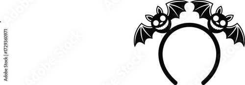 Cute Halloween Headband with Cartoon Bats Illustration Vector Design