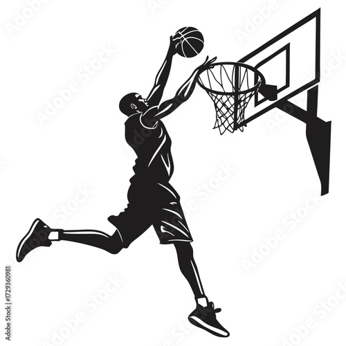 Basketball Player Dunk Silhouette

