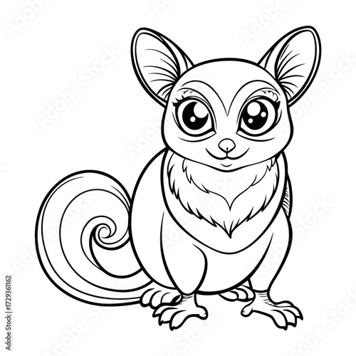 Adorable cartoon sugar glider posing with large, cute eyes