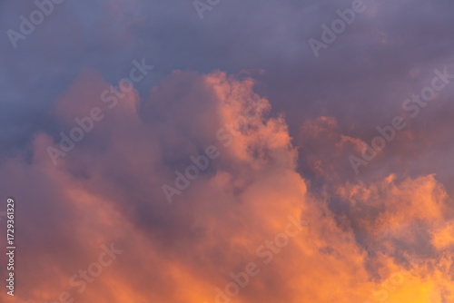 sky with dramatic clouds lit by the setting sun (focal length 90mm)