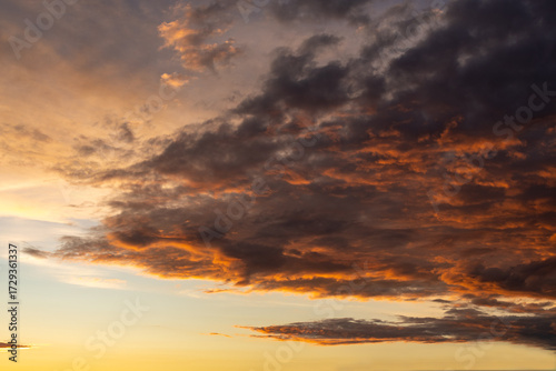 sky with dramatic clouds lit by the setting sun (focal length 90mm)