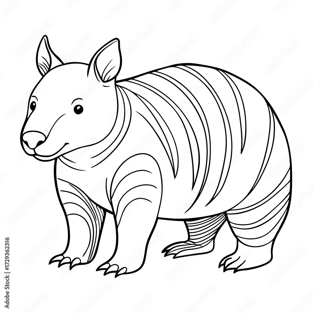 Fototapeta premium Simple Line Art Thylacine Illustration for Coloring Page
