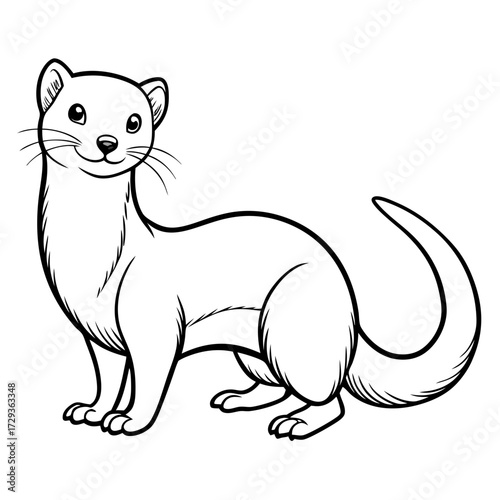 Cartoon Ermine Illustration Featuring Bold Outlines and Cute Design