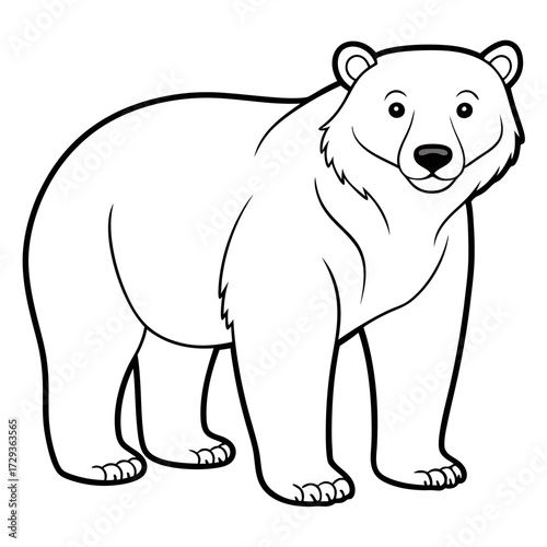 Cartoon polar bear illustration standing isolated on white background