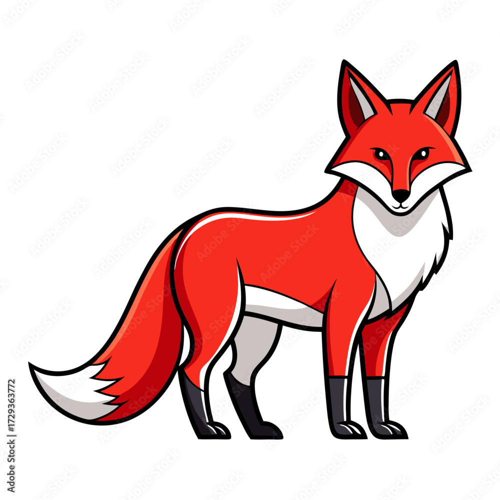 Obraz premium Cartoon fox illustration standing isolated on white background image