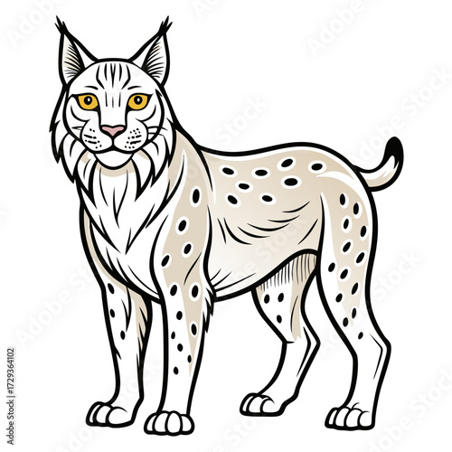 Cartoon lynx illustration with bold outlines and flat shading