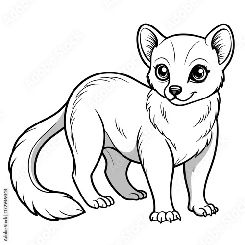 Cartoon Illustration of an Ermine Standing on White Background
