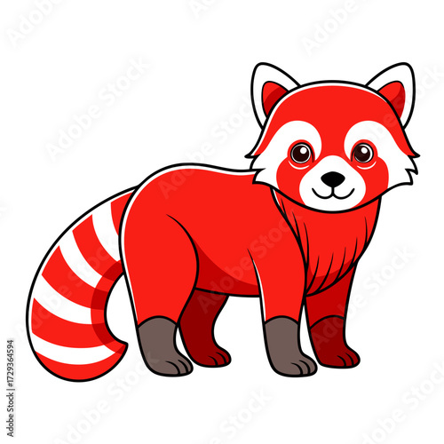 Cartoon red panda character standing on white background illustration