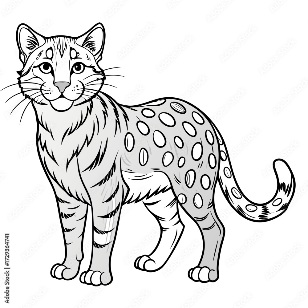 Obraz premium Cartoon style clouded leopard illustration standing on white background
