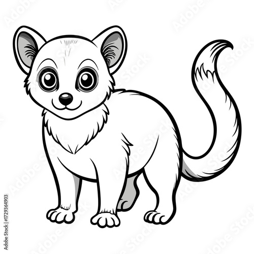 Cartoon lemur standing upright with a cute expression
