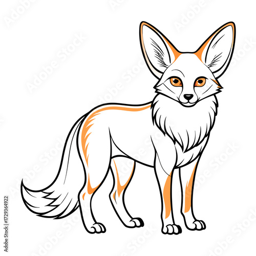 Cartoon fennec fox illustration with orange markings and outlines