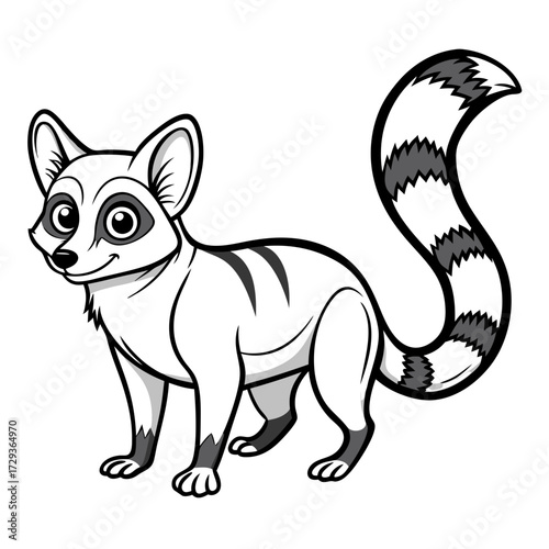 Cute Cartoon Ring Tailed Lemur Isolated Illustration Design