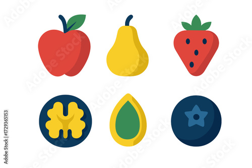 Assortment of healthy fresh fruits and nuts for nutrition, diet, and balanced lifestyle concepts