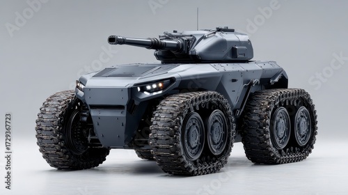 Robotic Tank: A futuristic and robust unmanned ground vehicle, showcases advanced technology and design, hinting at its powerful capabilities and innovative approach.
