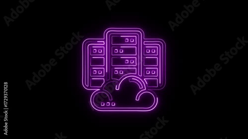 Data Center Icon Isolated on Black Background, HD Video Animation