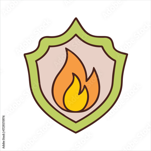 Fire shield icon protection security safety symbol graphic