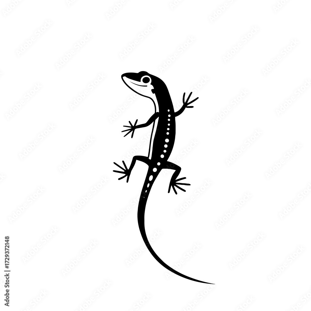 Fototapeta premium Skink. Skink simple black and white line art vector logo