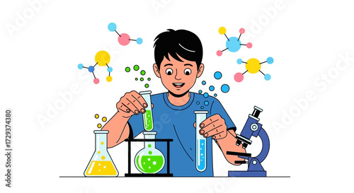 Young Scientist Experimenting With Chemistry Equipment And Embracing Discovery