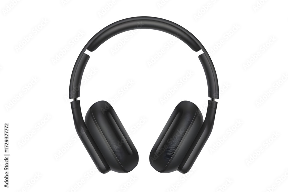 Fototapeta premium Black wireless headphones modern audio equipment for listening to music and entertainment isolated on white background