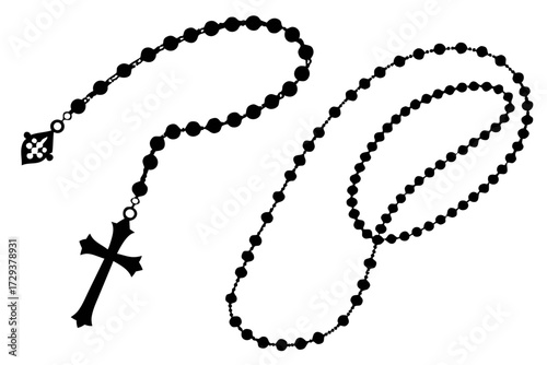 Catholic rosary beads necklace prayer christianity faith crucifix religious spiritual meditation symbol jesus silhouette