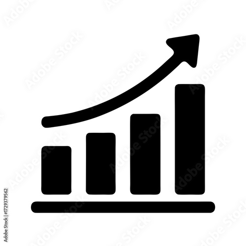 Ascending Graph: A simple yet powerful representation of progress and growth, illustrated with a bold, clean design, signifying upward trends and success.