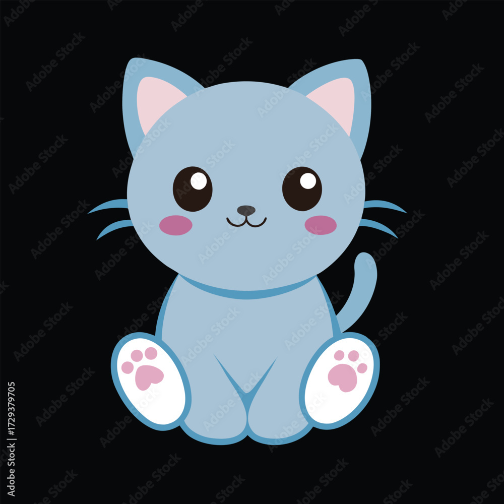 Obraz premium Super cute chibi kitten vector illustration