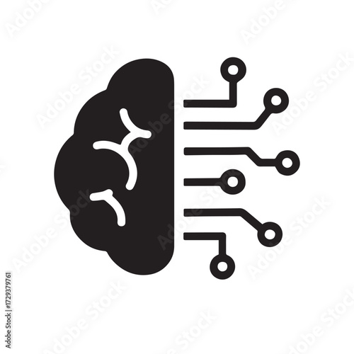 Digital brain fusion connecting logic circuits to human intelligence concept for artificial intelligence and future technology silhouette