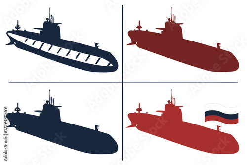 Explore navy submarines: russian submarine fleet vector illustration and naval vessel clip art for projects silhouette