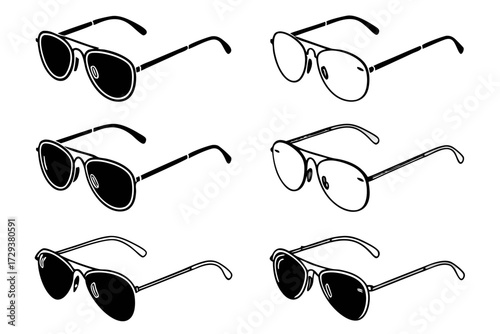 Shop aviator sunglasses vector image black and white eyewear fashion accessory eye protection style design cool look silhouette