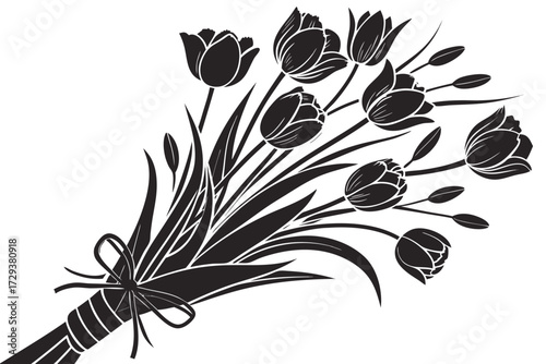 Elegant tulip flower bouquet vector illustration for spring floral designs and wedding invitation templates free silhouette