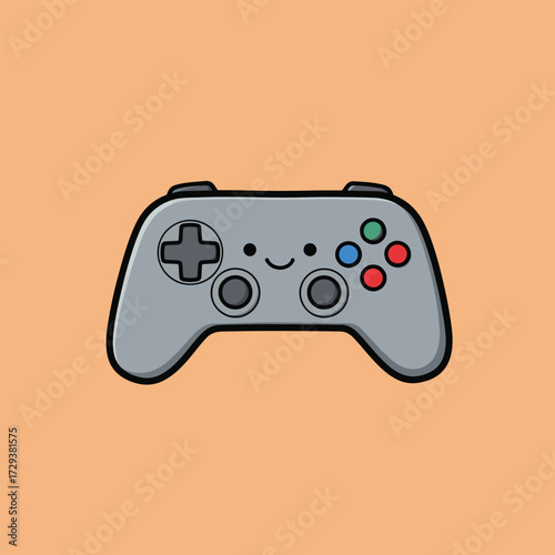 Cute Cartoon Video Game Controller with a Happy Face vector eps