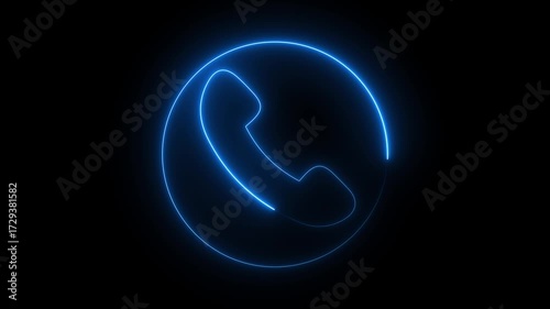 Wallpaper Mural Glowing blue neon Calling icon concept animation on a black background. Torontodigital.ca